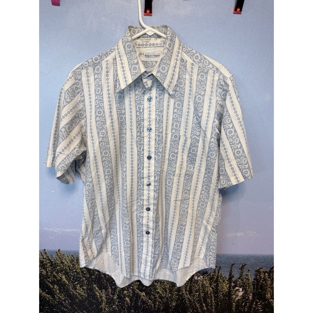 Vtg Career Club Dagger Collar Tapered Fit 70s Floral Skater Grunge L